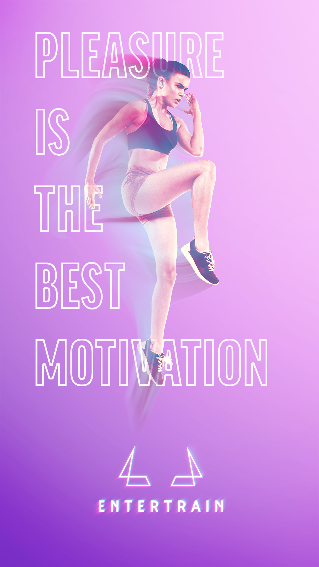 Une affiche d'une femme pratiquant du fitness avec un slogan motivant et un logo Entertrain.